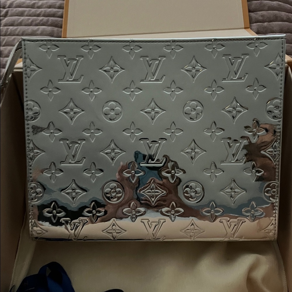Louis Vuitton Silver Embossed Clutch